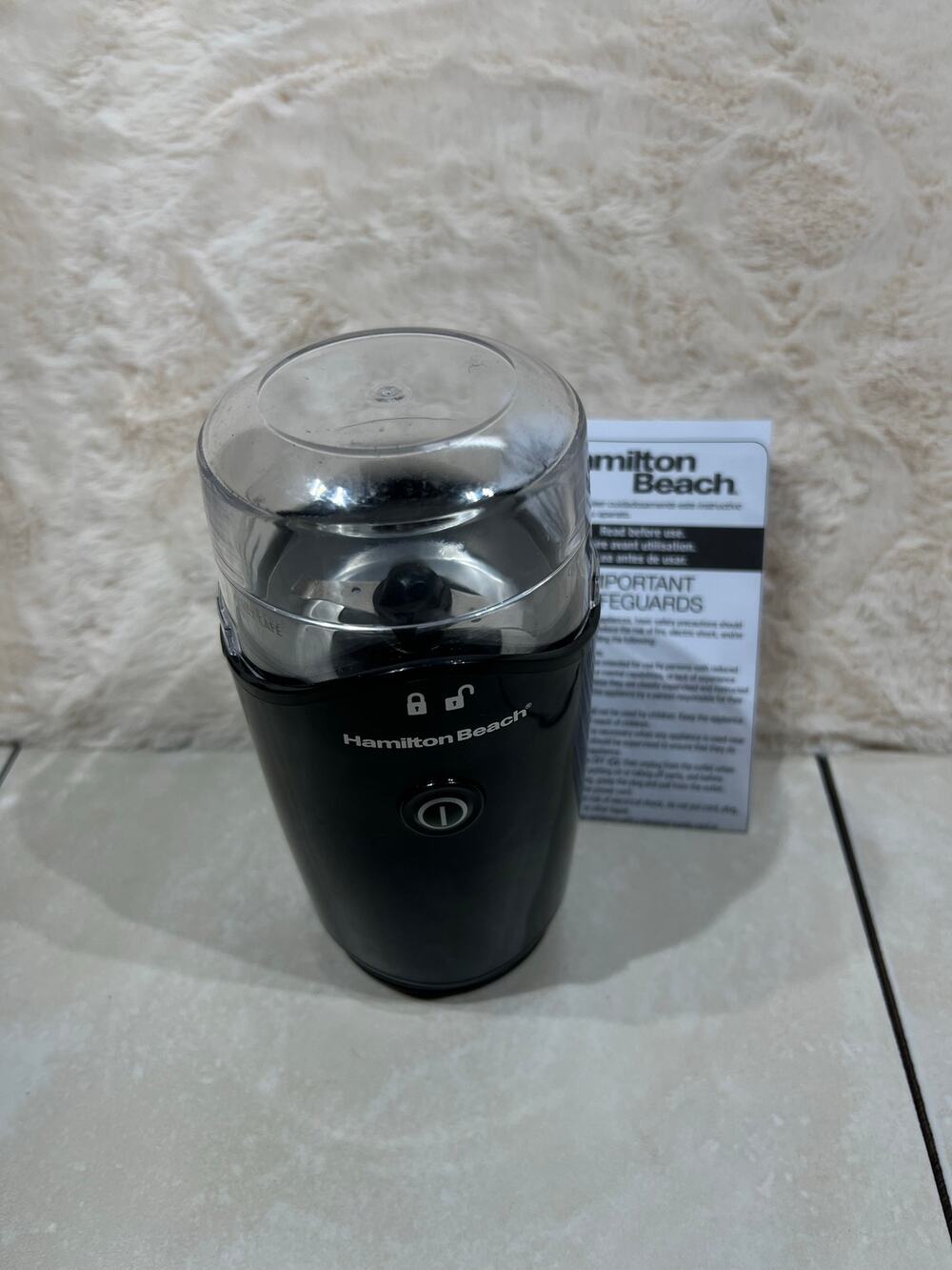 Hamilton Beach Electric Coffee Grinder Black Stainless Blade w/ Manual EUC